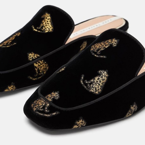 Zara Trafaluc Velvet Leopard Flats SOLD OUT - Picture 2 of 8